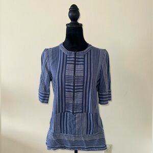 Blue Stripped BCBGMaxAzria Blouse with Zipper